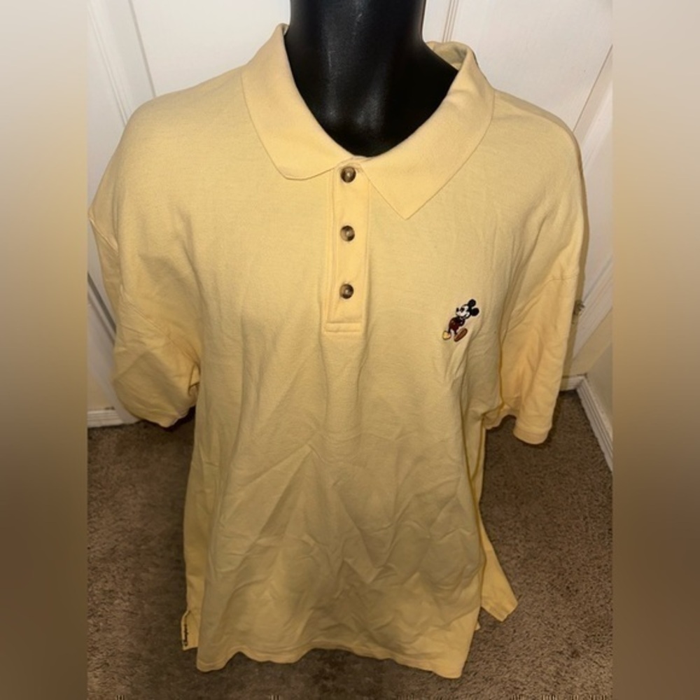 Disneyland Resort Men’s Embroidered Mickey S/S Sz 2XL Yellow Cotton Polo Shirt